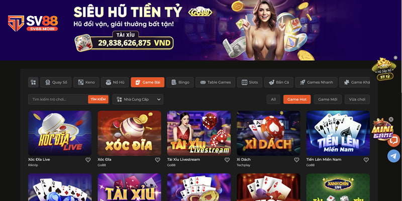Game bài SV88 với một loạt siêu phẩm